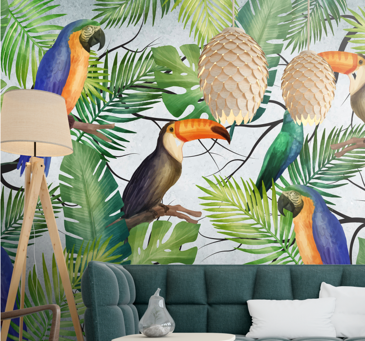 Animal wall mural tropical birds design - TenStickers