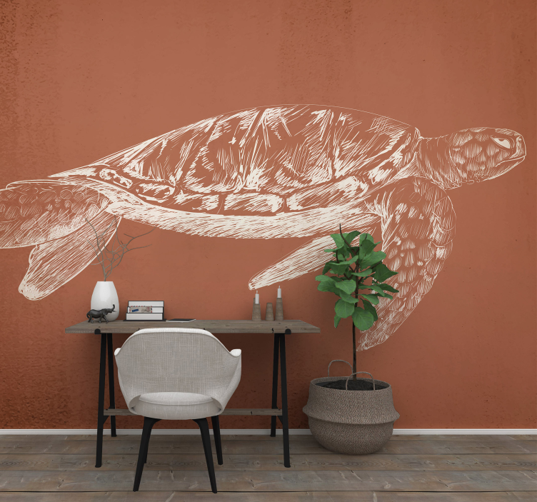 Animal wall mural turtle swimming gracefully - TenStickers