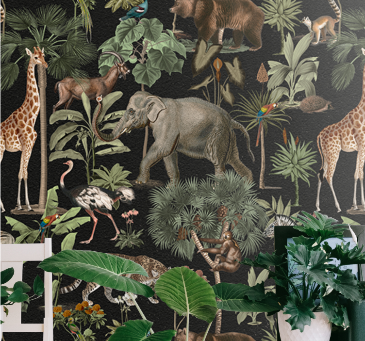 Animal wall mural wildlife jungle scene - TenStickers