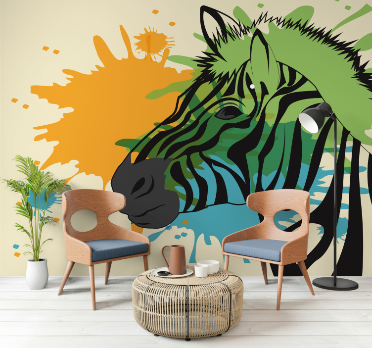 Animal wall mural zebra splash artwork - TenStickers