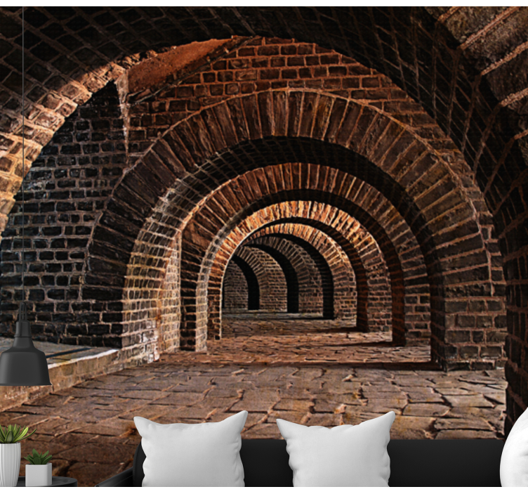 Arched Stone Passage 3D wall mural - TenStickers