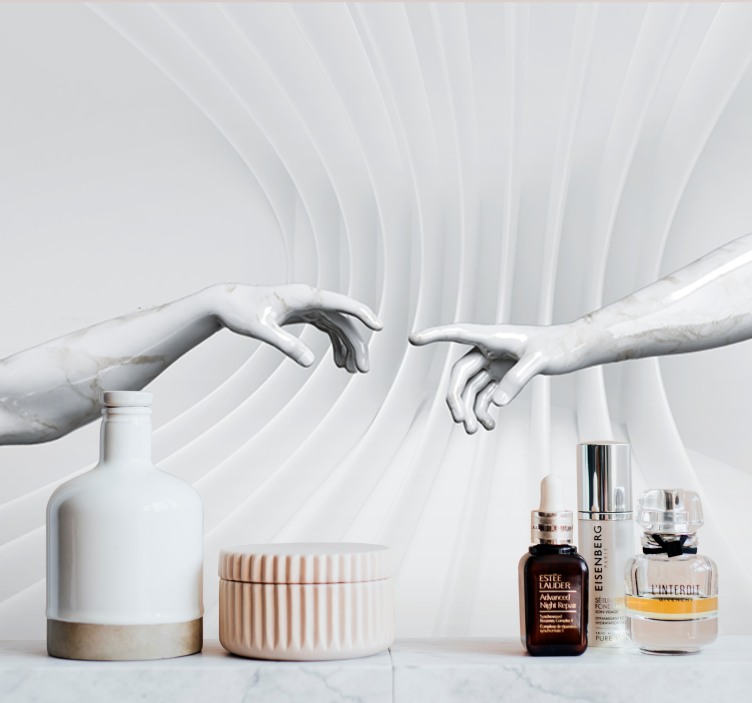 Art wall mural marble hands touch - TenStickers