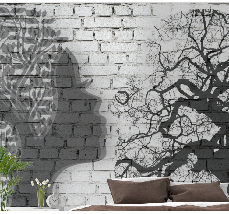 Art wall mural woman silhouette profile - TenStickers