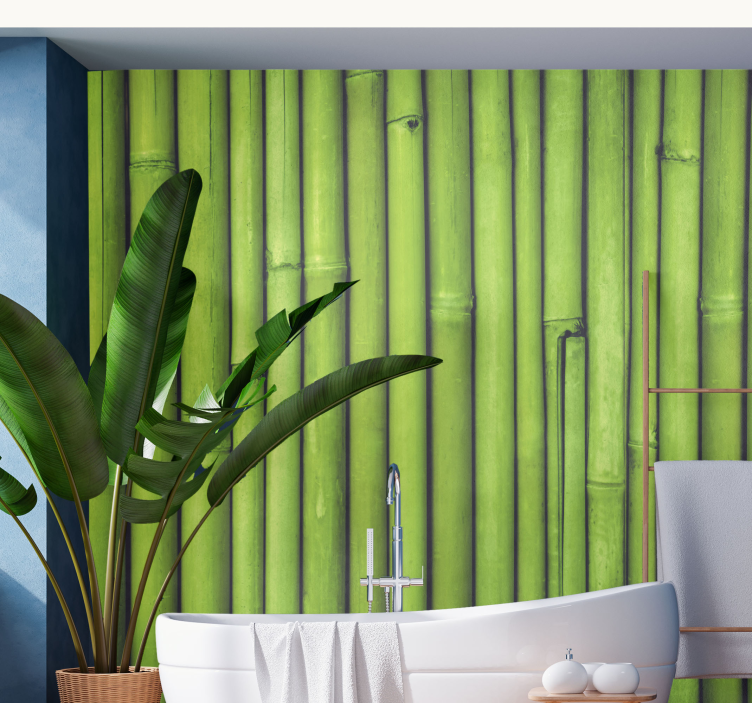 Bamboo wall mural green bamboo stalks - TenStickers