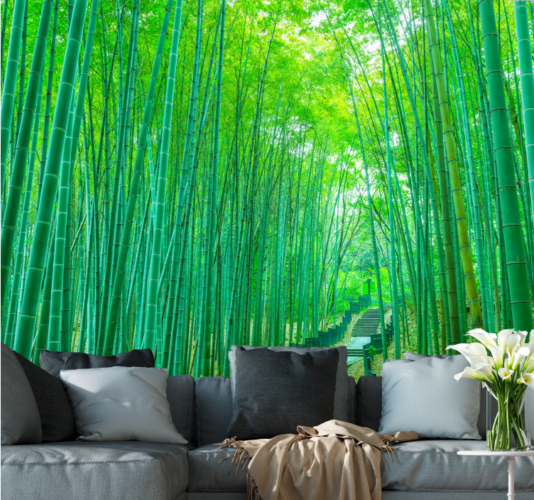 Bamboo wall mural serene bamboo path - TenStickers