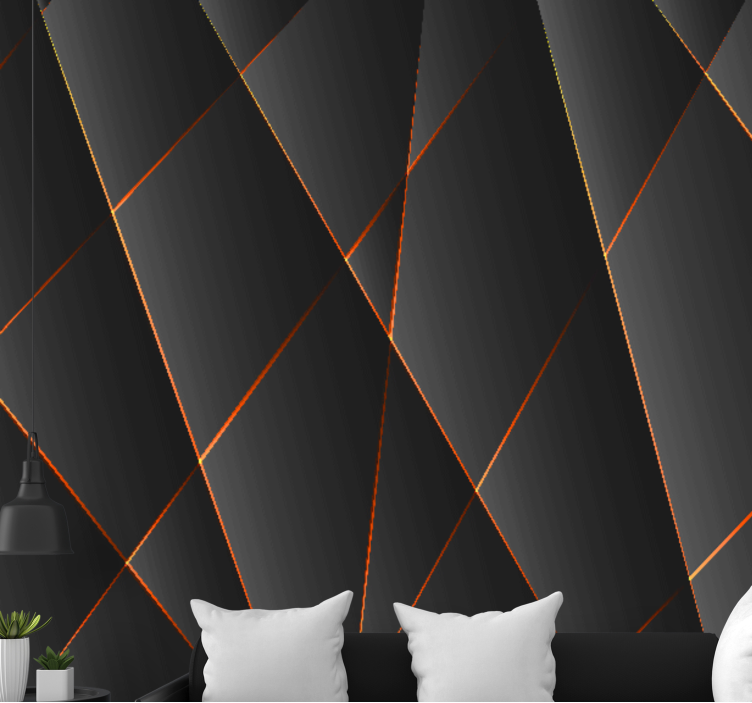 Black geometric effect 3D Wall Mural - TenStickers