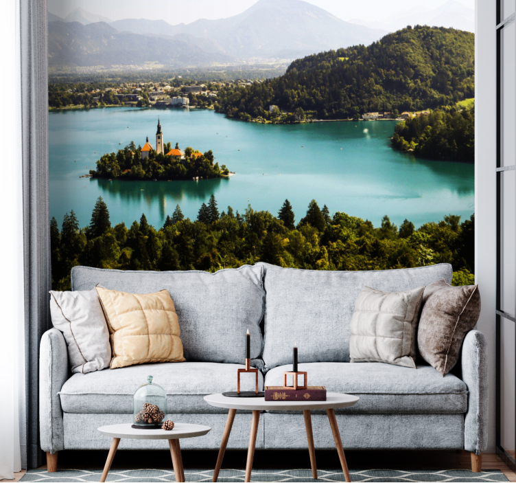 Bled lake island landscape wall mural - TenStickers