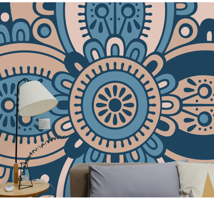 Blue and beige Mandala Wall Mural - TenStickers