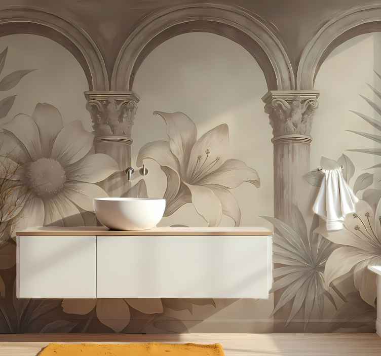 Botanical Arches bathroom wall mural - TenStickers