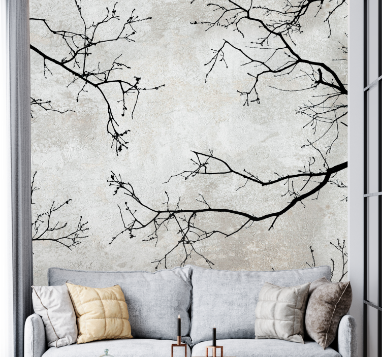 Branch Silhouette Design nature wall mural - TenStickers