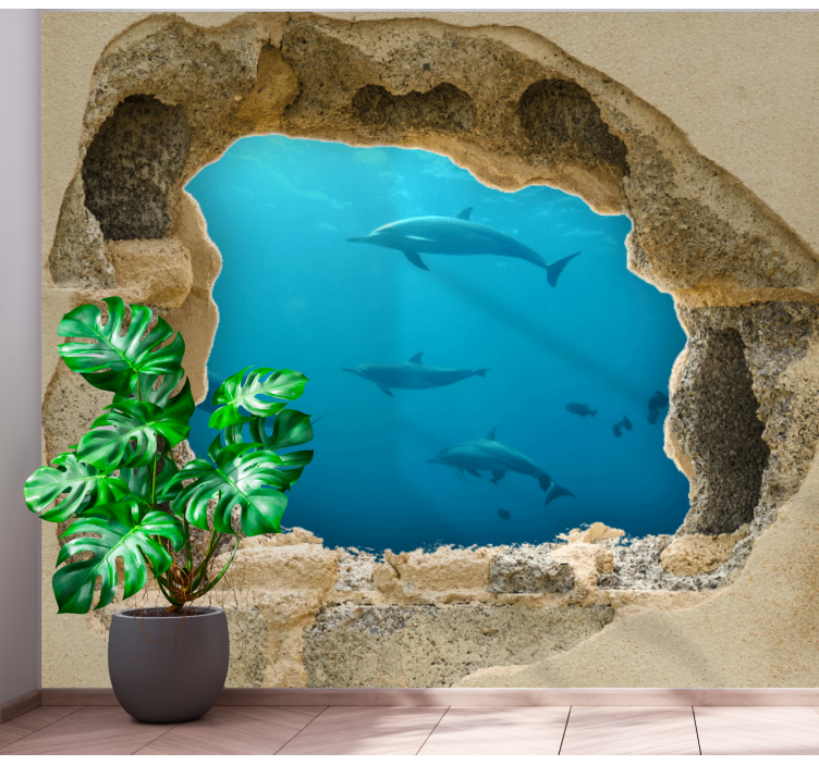 Broken wall 3D customizable photo custom mural - TenStickers