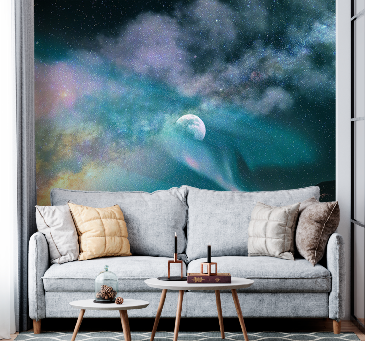 Celestial Moonlight Nebula space wall mural - TenStickers