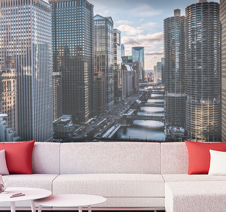 Chicago Wall Mural aerial - TenStickers