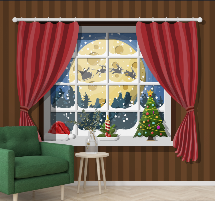 Christmas wall mural festive window scene - TenStickers