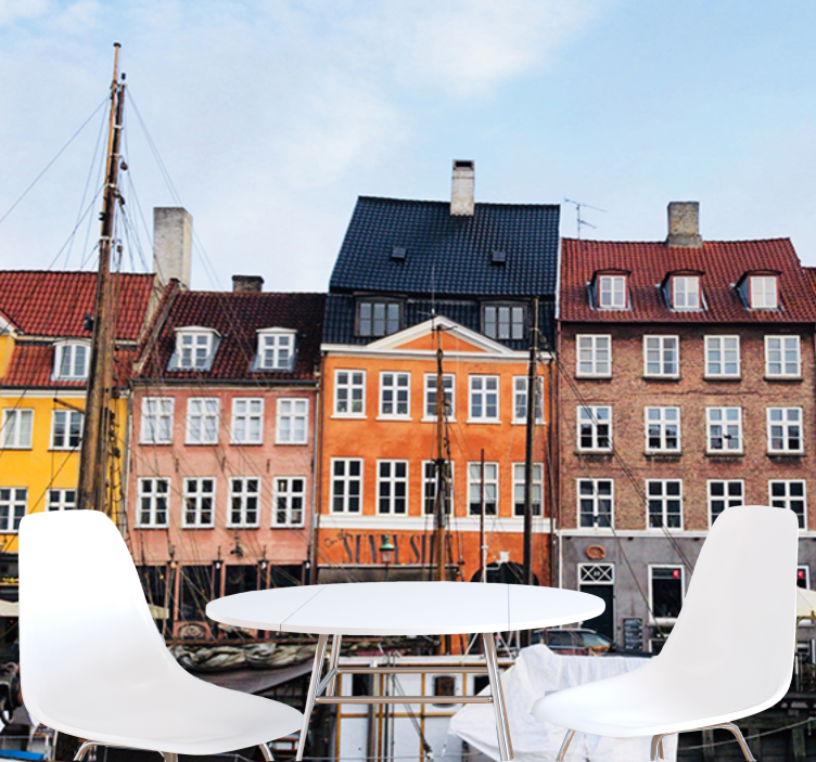 City wall mural copenhagen canal view - TenStickers