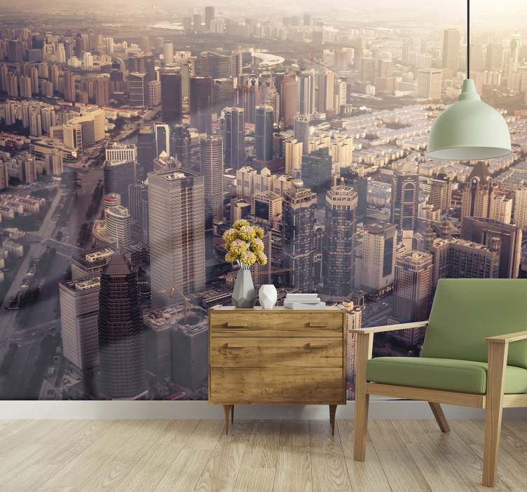 City wall mural skyline urban view - TenStickers