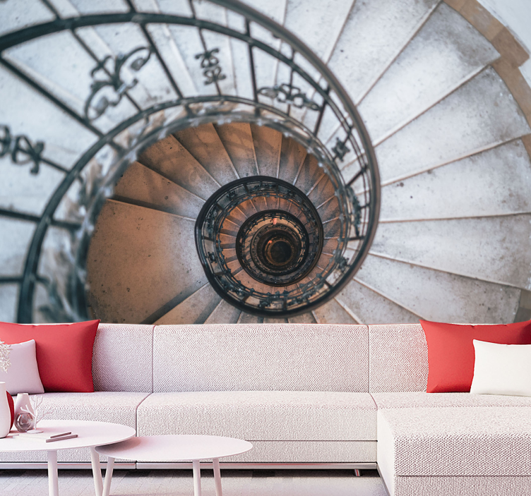 City wall mural spiral staircase design - TenStickers