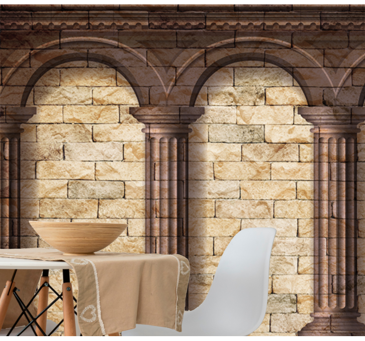 Classic art wall mural arched stone columns - TenStickers