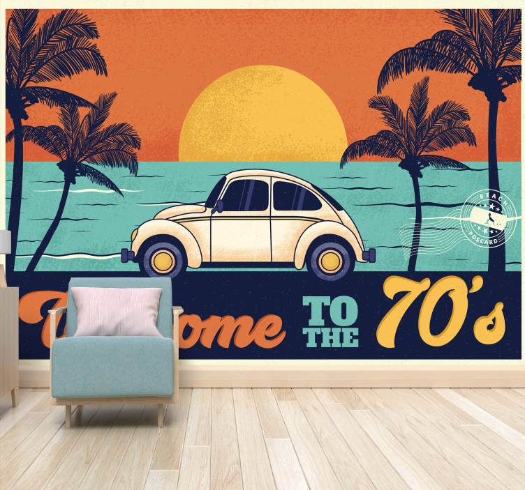 Classic Car Escape vehicle wall mural - TenStickers