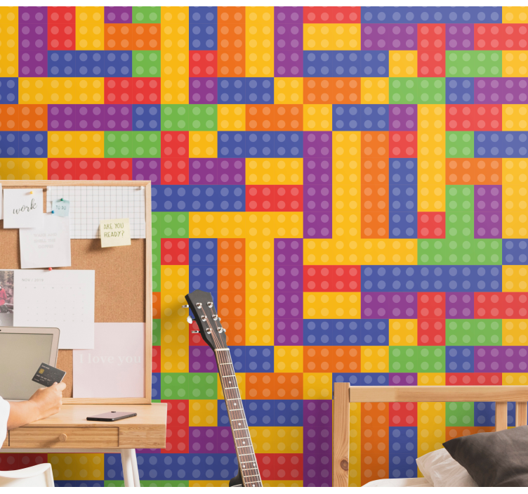 Colorful Block Pattern textured wall mural - TenStickers