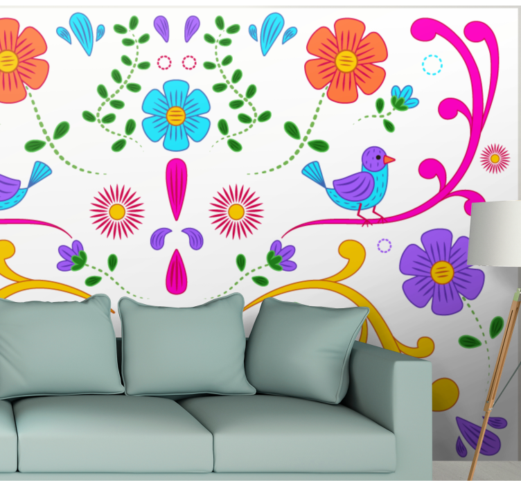 Colorful Floral Design flower wall mural - TenStickers
