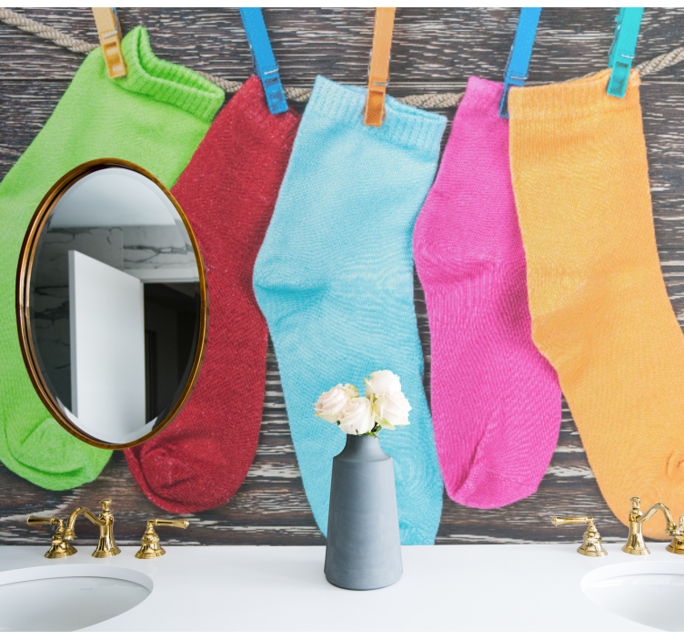 Colorful Hanging Socks christmas wall mural - TenStickers