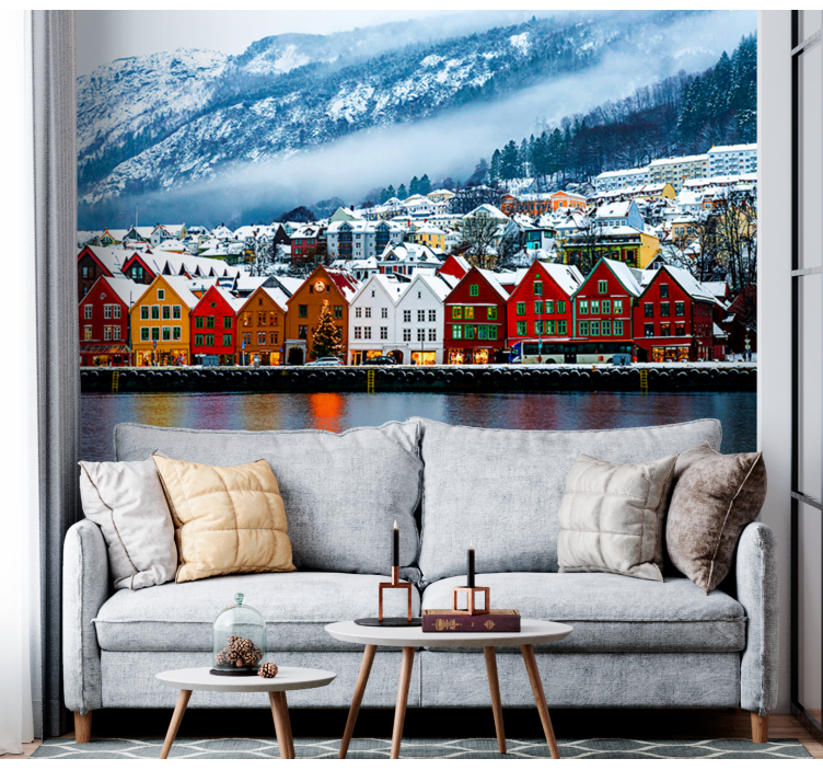 Colorful Waterfront Houses city wall mural - TenStickers