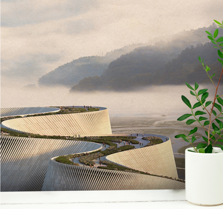 Curved architectural form landscape wall mural - TenStickers