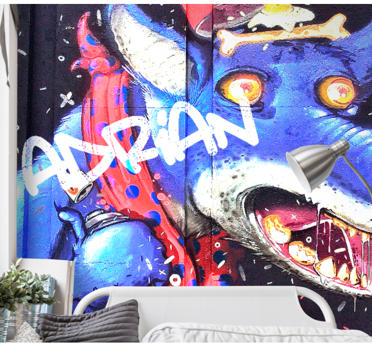 Customisable Blue Wolf urban wall mural - TenStickers