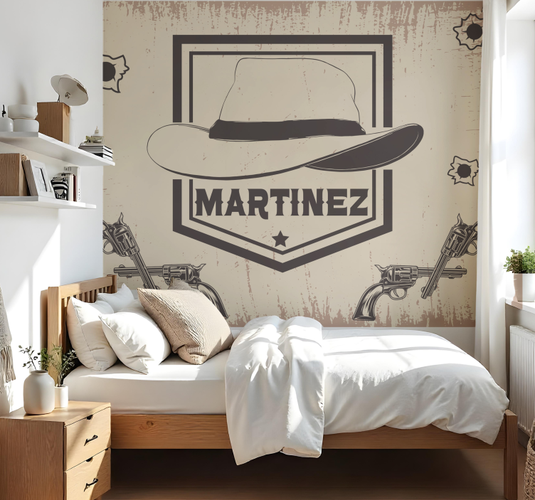 Teenage wall mural customizable cowboy design - TenStickers
