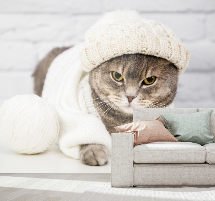 Cute brown cat photowall mural - TenStickers