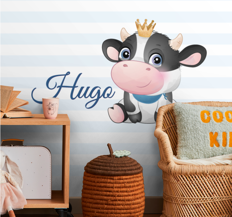 Cute cow cartoon people wall mural - TenStickers