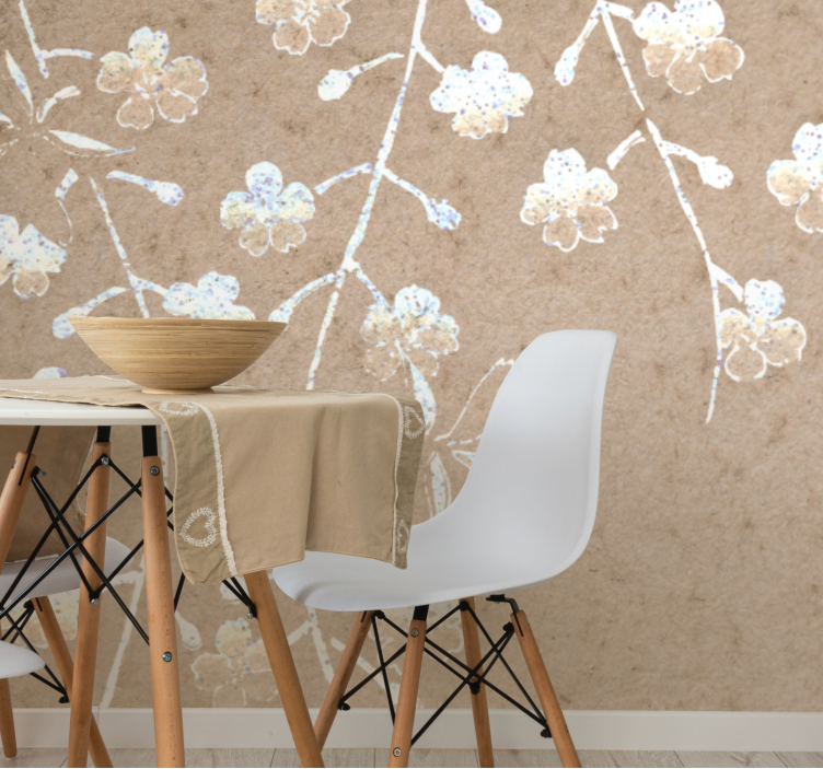Delicate floral branches flower wall mural - TenStickers