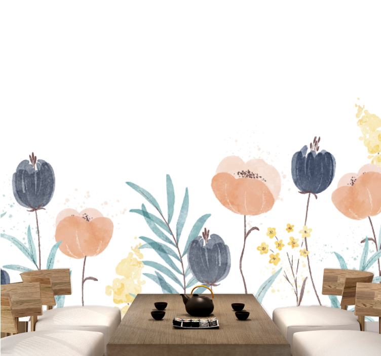 Delightful flower composition flower wall mural - TenStickers
