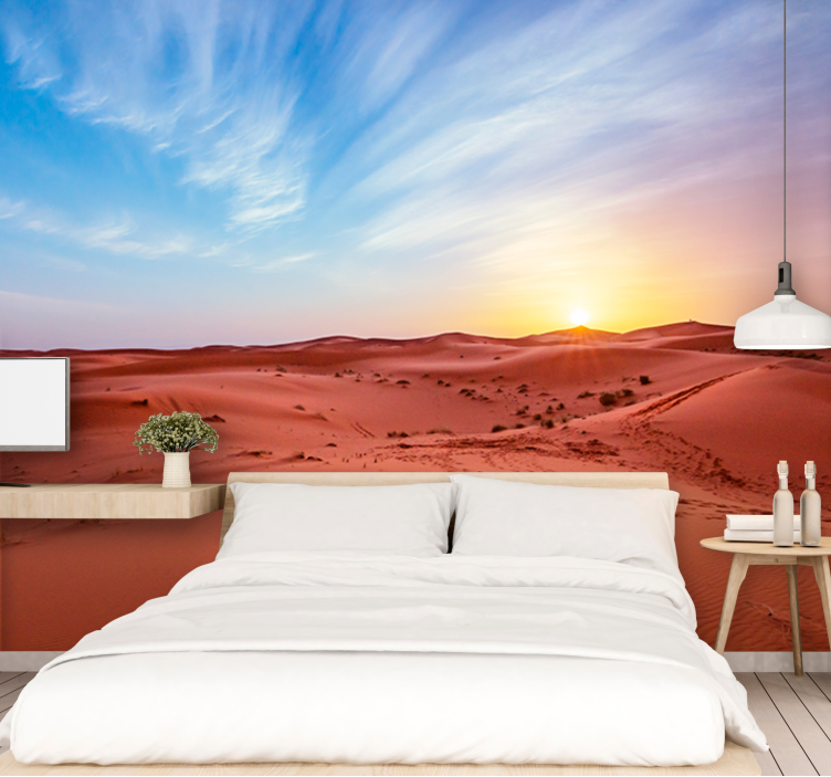 Desert wall mural golden desert sunset - TenStickers