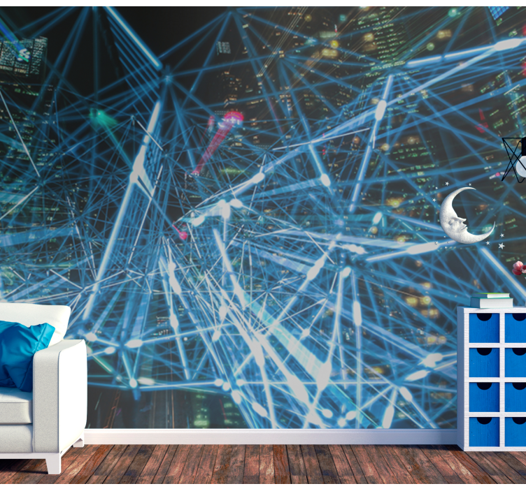 Digital Network Inspired abstract wall mural - TenStickers