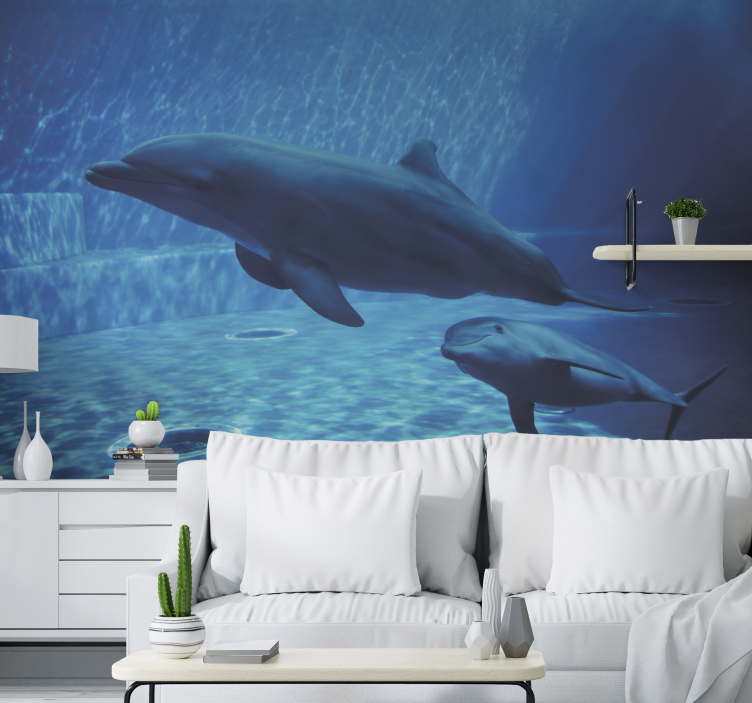 Dolphins swimming wall mural - TenStickers