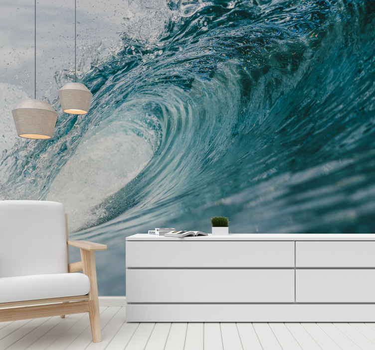 Dynamic Ocean Wave sea animals wall mural - TenStickers