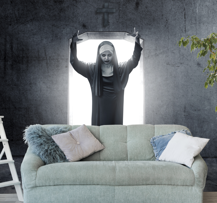 Eerie Nun Figure christmas wall mural - TenStickers