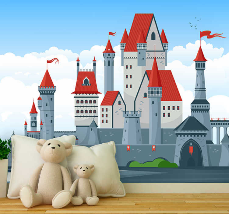 Fantasy wall mural castle with red roofs - TenStickers