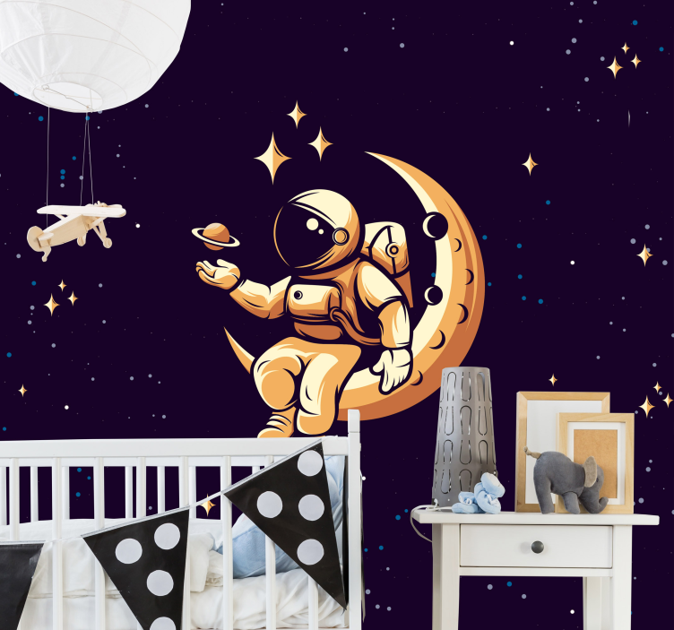 Fantasy wall mural cosmonaut in outer space - TenStickers