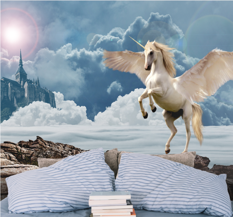 Fantasy wall mural majestic unicorn flight - TenStickers