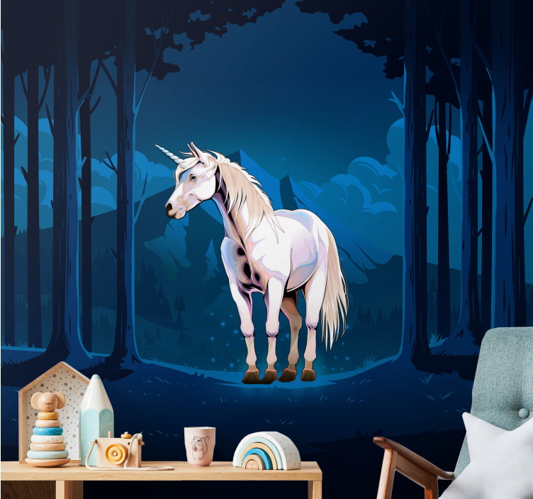 Fantasy wall mural of majestic unicorn scene - TenStickers