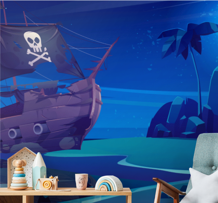 Fantasy wall mural pirate ship adventure - TenStickers
