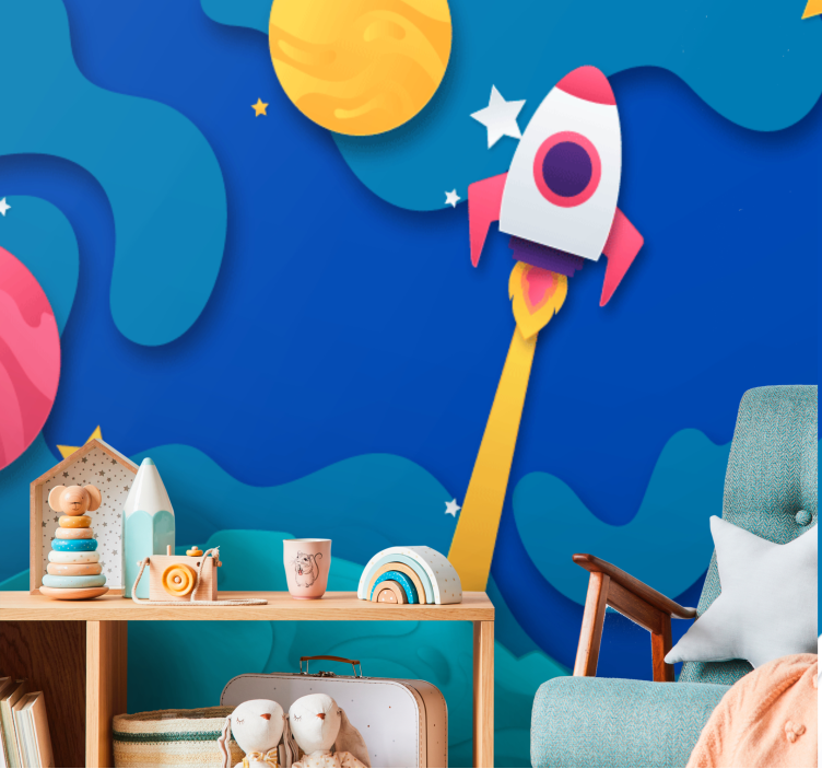 Fantasy wall mural rocket launch adventure - TenStickers
