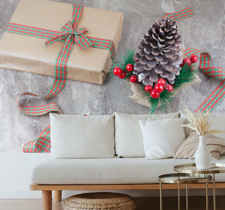 Festive Pinecone Arrangement christmas wall mural - TenStickers