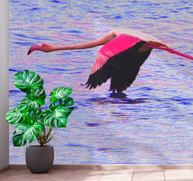 Flamingo in flight animal wall mural - TenStickers