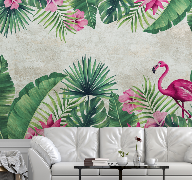 Flamingos and palms nature wall mural - TenStickers