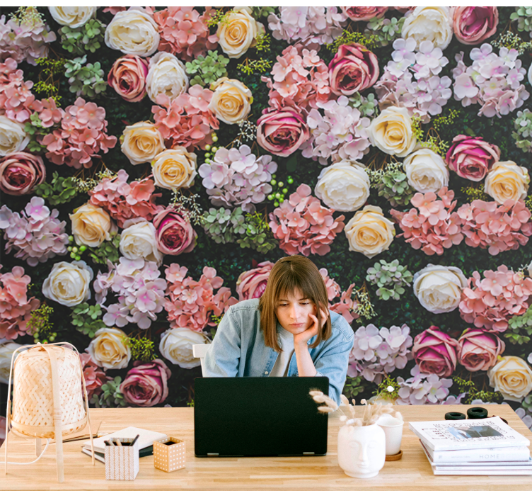 Flower wall mural blooming rose highlights - TenStickers
