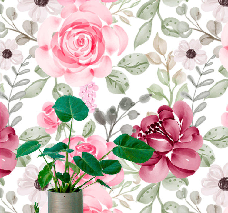 Flower wall mural blossom floral design - TenStickers